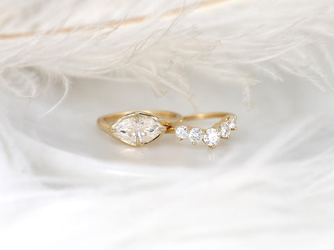 1.50ct Scullie & Glen 14kt Diamond East West Marquise Solitaire Wedding Ring Set,Marquise Cut Ring,Marquise Diamond Engagement Ring