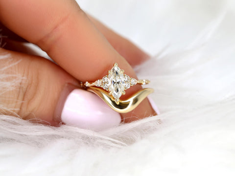1ct Astrid & Merida 14kt Diamond Marquise Cluster Wedding Ring Set,Dainty Unique Art Deco Ring,Diamond Engagement Ring,Marquise Ring Set