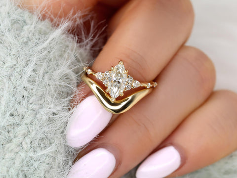1ct Astrid & Merida 14kt Diamond Marquise Cluster Wedding Ring Set,Dainty Unique Art Deco Ring,Diamond Engagement Ring,Marquise Ring Set