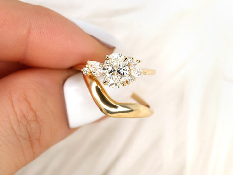1ct Wisteria & Mabel 14kt Gold Diamond Cluster Bridal Set,Art Deco Floral Engagement Ring Set,Unique Oval Cut Wedding Ring,Anniversary Ring