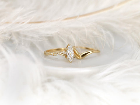1.50ct Petite Tula 12x6mm & Merida 14kt Diamond Crossover Marquise Bridal Set white background side view