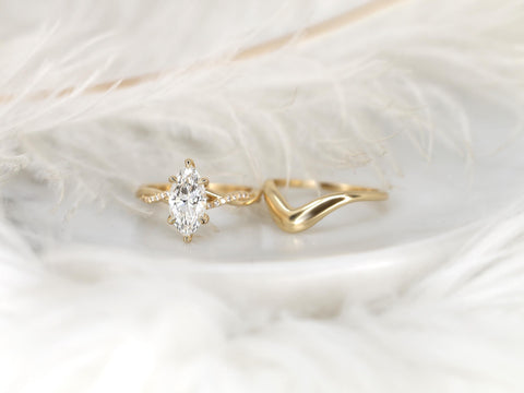 1.50ct Petite Tula 12x6mm & Merida 14kt Diamond Crossover Marquise Bridal Set white background angled