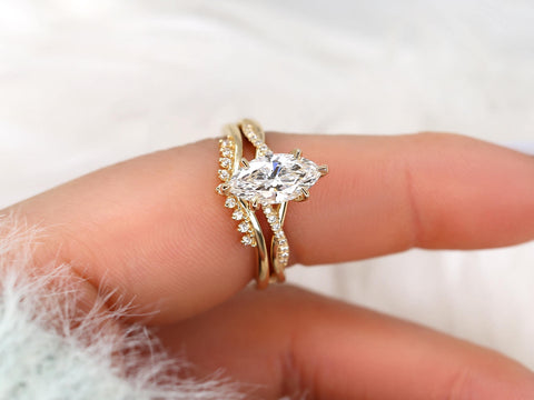 1.50ct Petite Tula 12x6mm & Lonnie 14kt Diamond Crossover Marquise Bridal Set on pointer