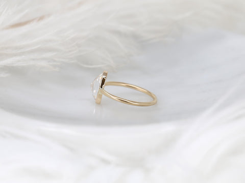 oval rose cut ring on white background on side view