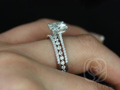 2.40ct Marcelle 8mm & Petite Naomi Moissanite Diamond TRIO Bridal Set,Engagement Ring Set,Wedding Ring,Anniversary Gift,Moissanite Ring Set