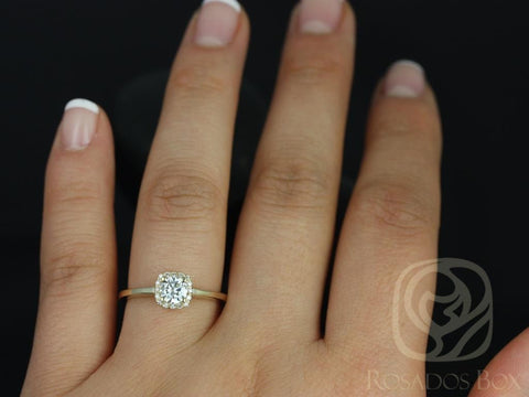 0.50ct Bella 5mm 14kt Moissanite Diamonds Cushion Halo Ring