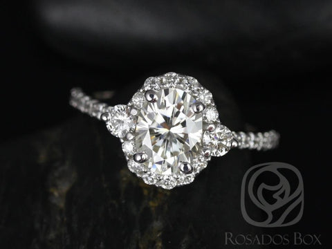 Bridgette 8x6mm 14kt  Moissanite Diamonds Art Deco Oval Halo Ring