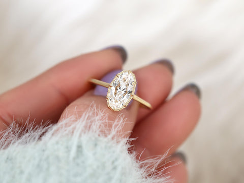 moval diamond button back ring with milgrain in halo and plain shank and lucida gallery thumb finger