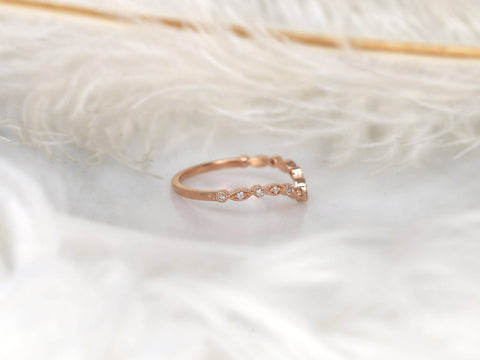 chevron dainty diamond band with vintage detail on side profile