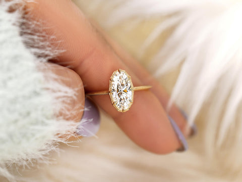 1.38ct Arcadia 14kt Diamond Oval Engagement Ring,Oval Diamond Ring,Moval Ring, Button Back Oval Ring.Oval Solitaire Ring,Vintage Ring
