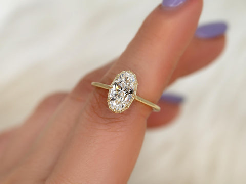 moval diamond button back ring with milgrain in halo and plain shank and lucida gallery angled finger