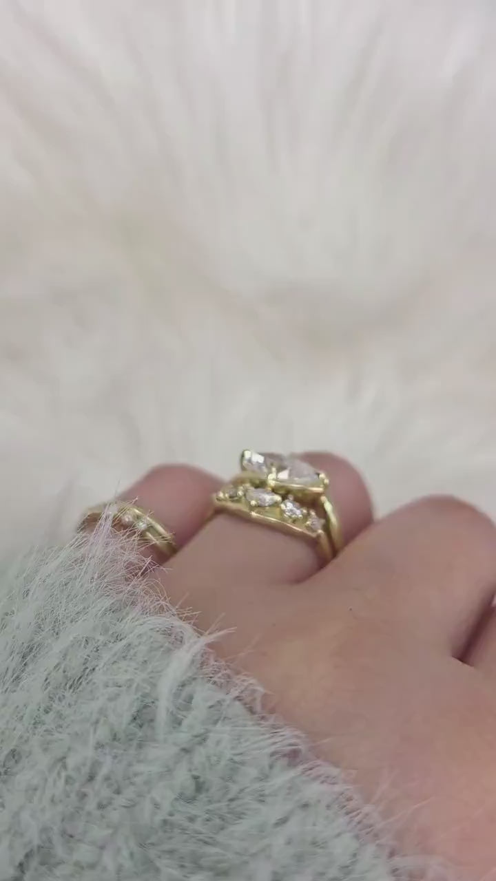 1.50ct Scullie & Mega Saldana 14kt Diamond East West Marquise Solitaire Wedding Ring Set,Marquise Cut Ring,Marquise Diamond Engagement Ring