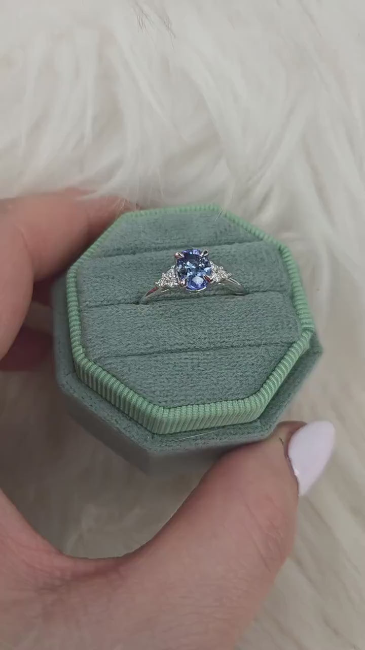 1.46ct Juniper 14kt Cornflower Sapphire Diamond Cluster Ring,Unique Sapphire Ring,Lavender Sapphire Ring,Anniversary Ring,Gift For Her