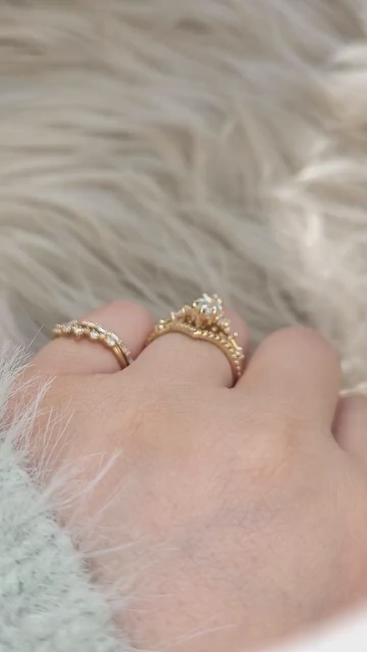 1ct Astrid & Chevy 14kt Gold Diamond Marquise Cluster Wedding Ring Set,Dainty Unique Art Deco Ring,Diamond Engagement Ring,Marquise Ring Set