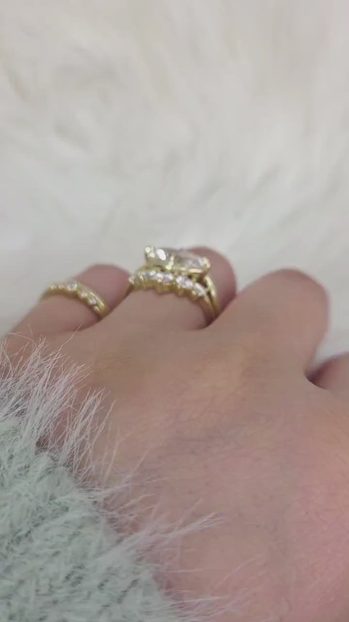 1.50ct Scullie & Glen 14kt Diamond East West Marquise Solitaire Wedding Ring Set,Marquise Cut Ring,Marquise Diamond Engagement Ring