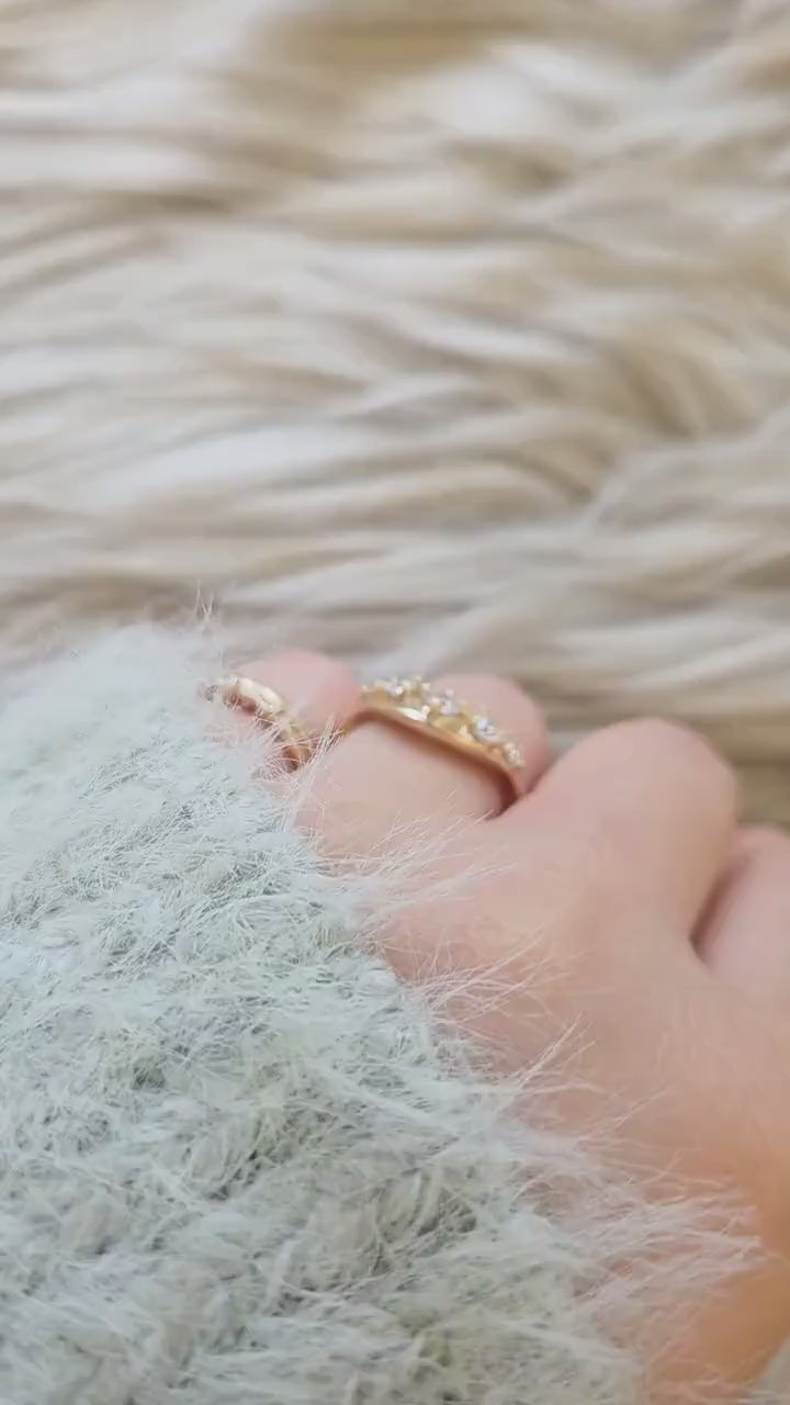 Luca 14kt Diamond Graduated Nesting Ring,Unique Wedding Ring,Nesting Band,Diamond Ban,Crescendo Band,Thick Gold Ring,Anniversary Ring