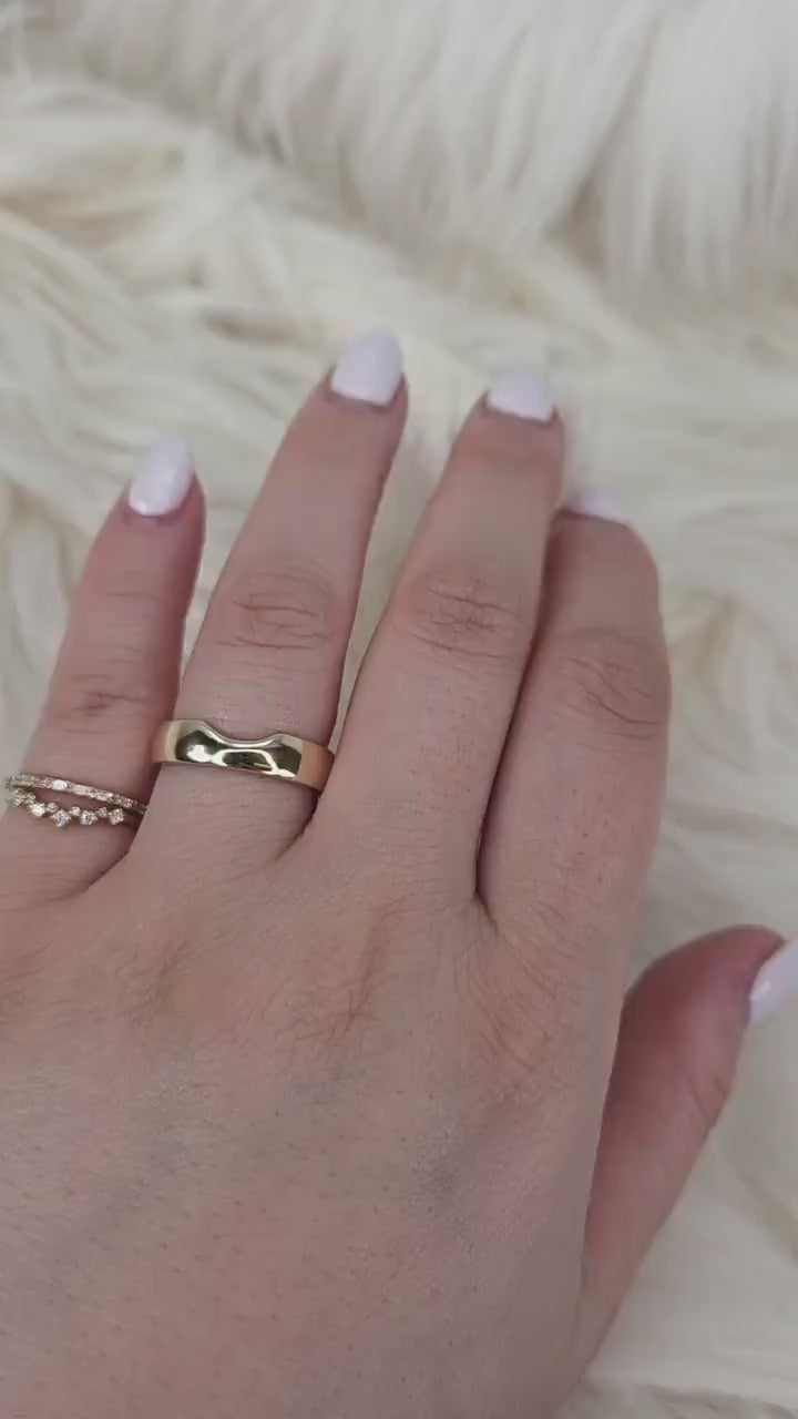 Carson 5mm 14kt Cigar Band,Unique Cigar Ring,Wide Band,Nesting Ring,Cut Out Ring,Cigar Band,Gold Wide Ring,Gold Wedding Ring,Carved Band