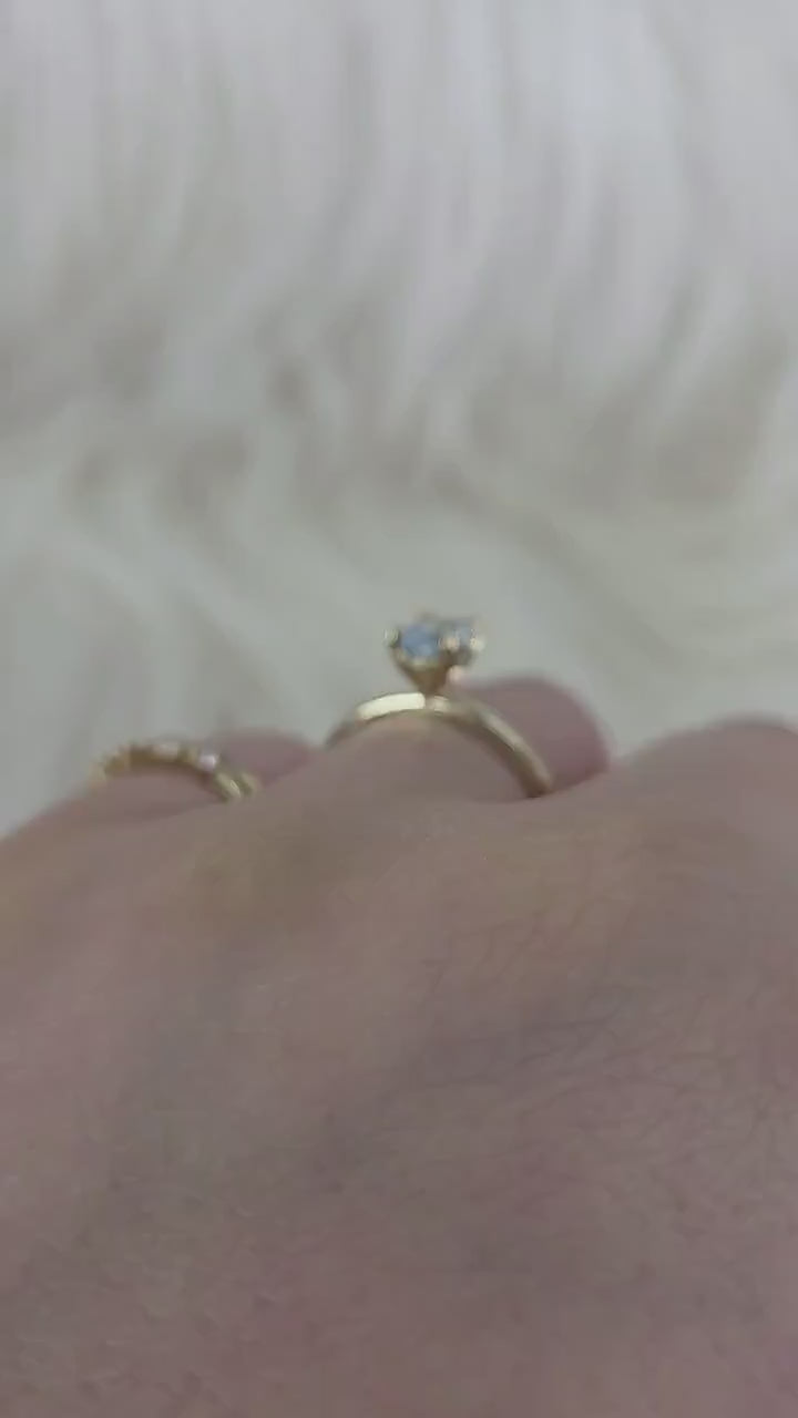 Dakota 7x5mm 14kt Aquamarine Oval Solitaire Ring,Oval Engagement Ring,Anniversary Gift,March Birthstone,Aquamarine Ring,Birthstone Ring