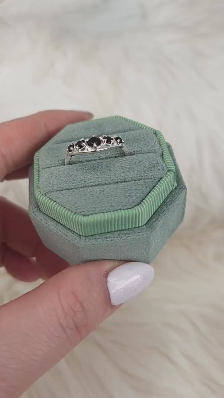 Saldana 14kt Onyx Graduated Nesting Ring,Unique Curved Wedding Ring,Nesting Band,Unique Wedding Ring,Crescendo Band,Onyx Nesting Ring