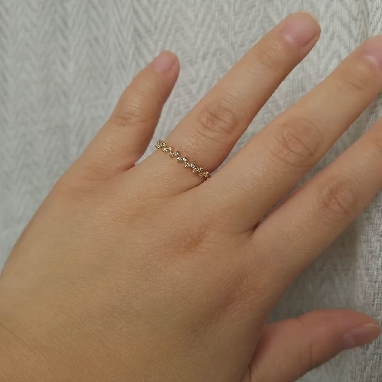 Ready to Ship Ziggy 14kt Gold HALFWAY Eternity Dainty Unique Diamond Ring,Zig Zag Stackable Ring,Anniversary Ring,Gift For Her,Unique Ring