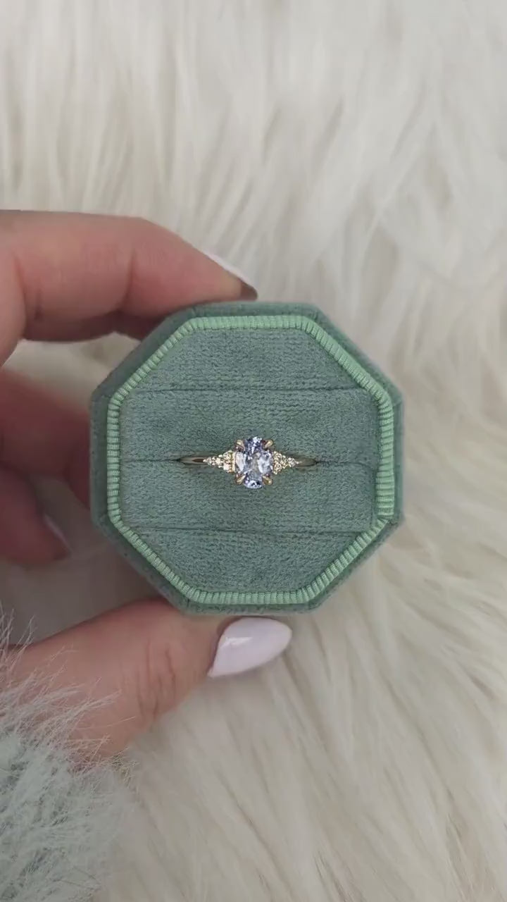 0.96ct Maddy 14kt Cornflower Sapphire Cluster Ring,Unique Sapphire Ring,Gift For Her,Anniversary Ring,September Birthstone,Birthday Gift