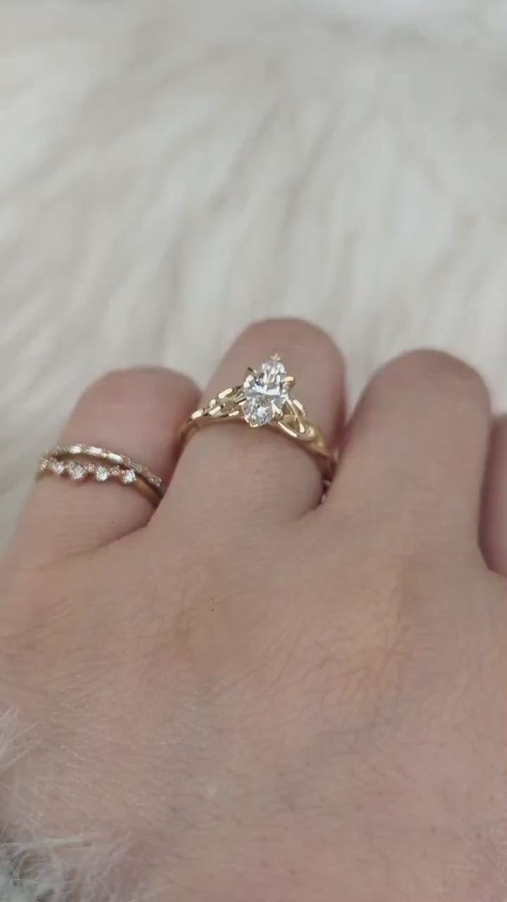 1.07ct Mara 14kt Diamond Marquise Celtic Knot Ring,Triquetra Engagement Ring,Marquise Engagement Ring,Unique Diamond Ring,Anniversary Ring