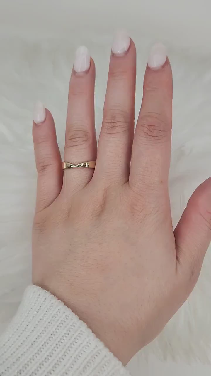 Ready to Ship Cerys 4mm 14kt YELLOW Gold Chevron Cigar Band,Unique Cigar Ring,Chevron Band,Nesting Ring,Cut Out Ring,Cigar Band,Wedding Ring