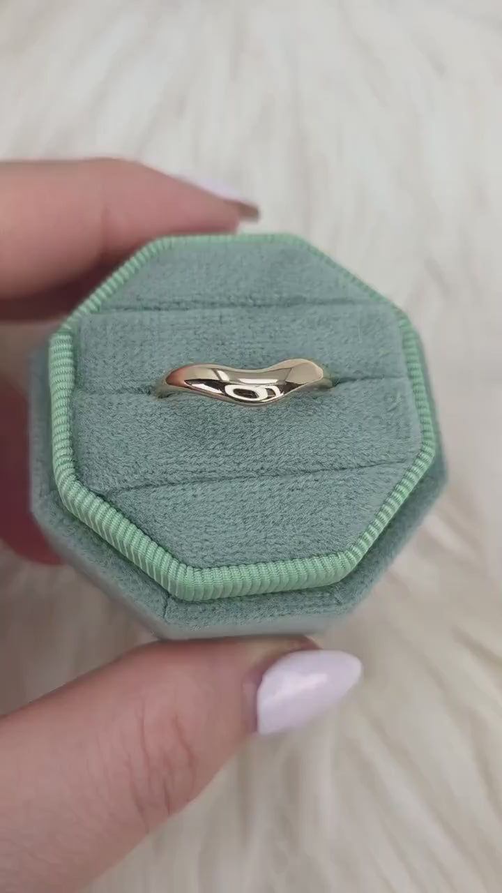 Mabel 14kt Graduated Nesting Ring,Unique Curved Wedding Ring,Nesting Band,Cut Out Ring,Unique Wedding Ring,Chunky Band,Thick Gold Ring