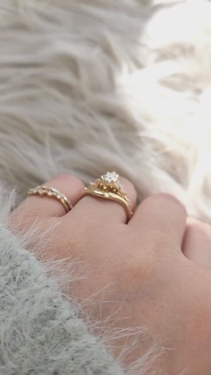 1ct Astrid & Merida 14kt Diamond Marquise Cluster Wedding Ring Set,Dainty Unique Art Deco Ring,Diamond Engagement Ring,Marquise Ring Set