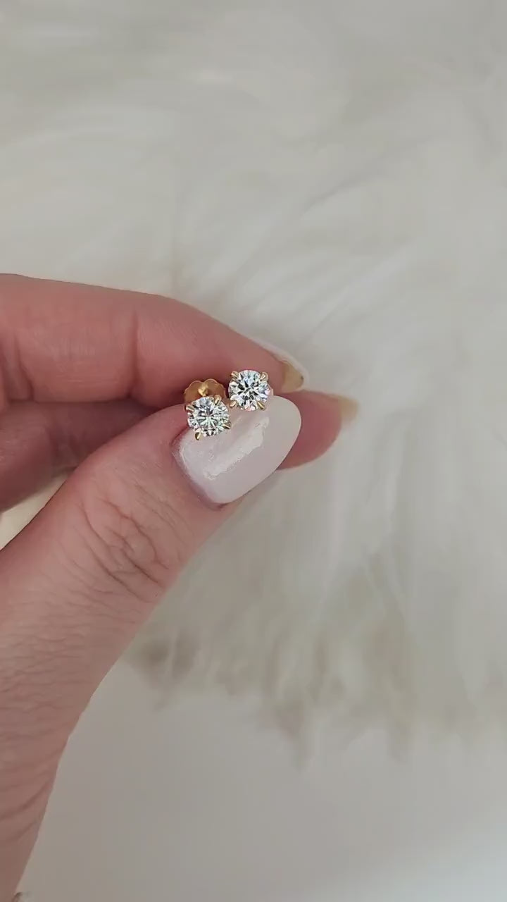 1ct Donna 14kt Gold Diamond Earrings,Diamond Studs,Unique Stud Earrings,Gift for Her,Anniversary Gift,Push Present,Birthday Gift,Milestone