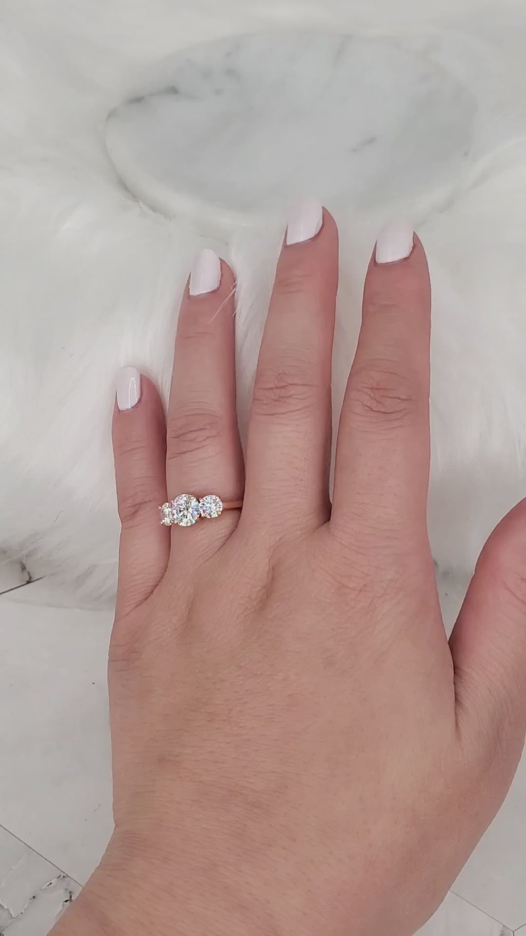 trilogy moissanite ring on hand video