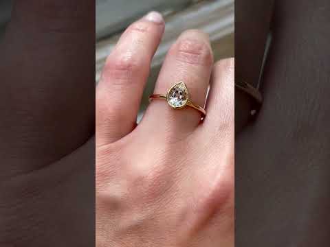 Isla 7x5mm 14kt Gold White Sapphire Bezel Pear Solitaire Ring