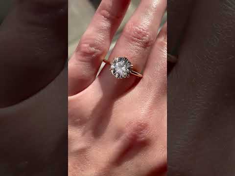 2.70cts Skinny Webster 9mm 14kt Gold Moissanite 6 Prong Dainty Round Solitaire Ring