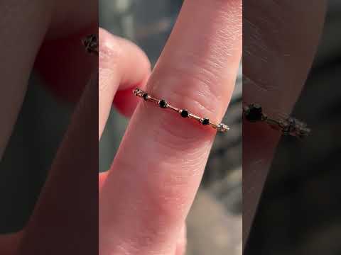 Boney 14kt Solid Rose Gold Black Petite Diamond Single Prong Floating Dainty Thin HALFWAY Eternity Distance Band Ring