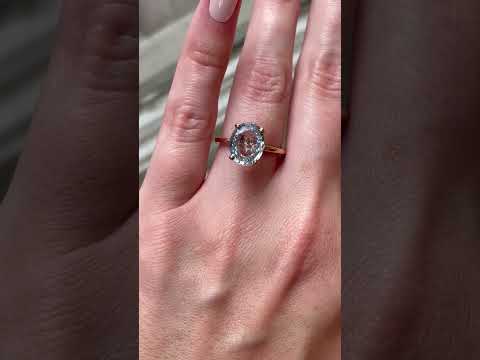 3.70ct ct Ready to Ship Dakota 14kt Rose Gold Lavender Cornflower Sapphire Oval Solitaire Ring