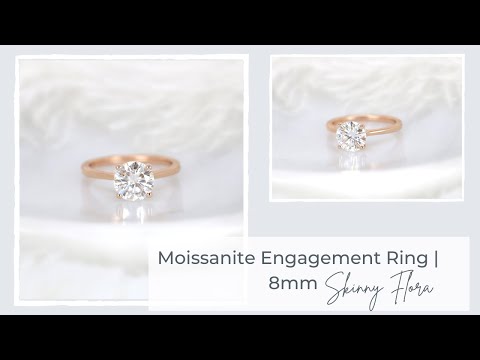 2ct Skinny Flora 8mm 14kt Moissanite Round Solitaire Ring