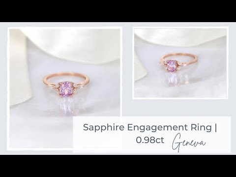 0.98ct Ready to Ship Geneva 14kt Rose Gold Pink Sapphire Diamond Cushion Cluster Ring