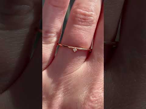 Ultra Petite Spark 14kt Gold Dainty Diamond Kite Set Stacking Solitaire Diamond Ring
