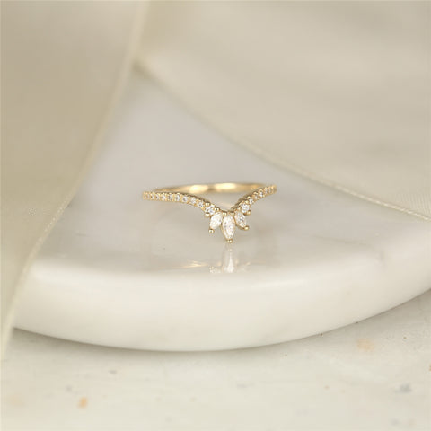 Ariana 14kt Gold Diamond Chevron Tiara Curved Unique Nesting Ring