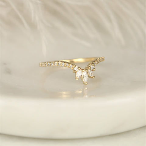 Ariana 14kt Gold Diamond Chevron Tiara Curved Unique Nesting Ring