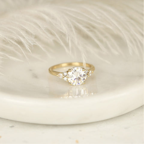 2cts Constance 8mm 14kt Gold Moissanite Diamonds Unique Round Cluster Ring