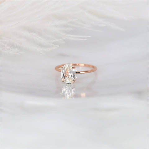 2.52ct Ready to Ship Layla 14kt Rose Gold White Sapphire Minimalist Oval Solitaire Ring