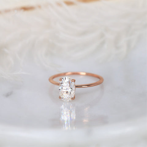 2ct Layla 9x6mm 14kt Rose Gold Moissanite Minimalist Oval Solitaire Ring