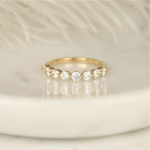 DIAMOND FREE Naomi 3mm 14kt Gold Moissanite HALFWAY Eternity Ring