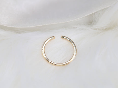 Ofelia 14kt Gold Pave Diamond Minimalist Open Cuff Ring