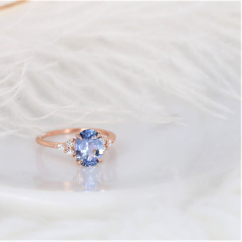 2.16ct Ready to Ship Petite Thea 14kt Rose Gold Lavender Cornflower Sapphire Diamond Cluster Ring