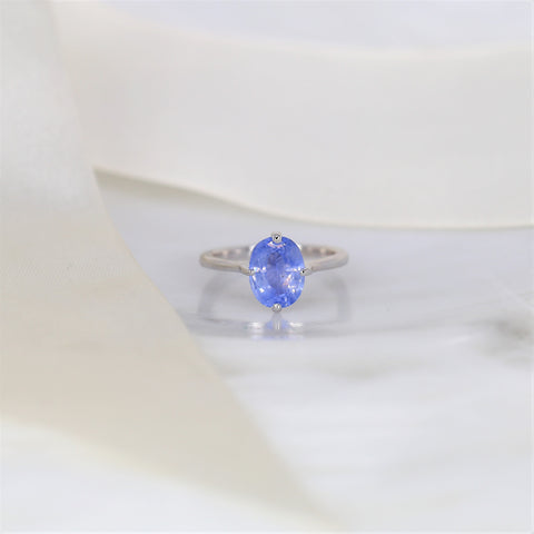 2.68cts Ready to Ship Reese 14kt White Gold Indigo Winter Galaxy Sapphire Compass Set Oval Solitaire Ring