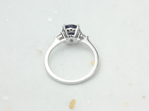 1.69cts Ready to Ship Petite Emery 14kt White Gold Indigo Purple Spinel Diamond Minimalist Pear 3 Stone Oval Ring