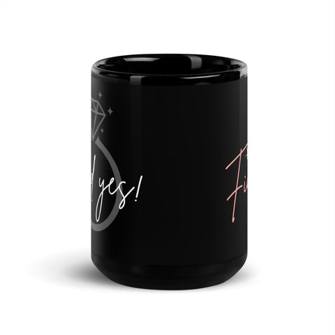 Fiancée Engaged Black Glossy Mug 15oz