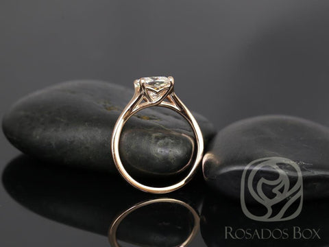 2ct Khaleesi 7.5mm 14kt Rose Gold Moissanite Mermaid Split Cathedral Solitaire Ring,Split Shank Engagement Ring,Cushion Minimalist Ring